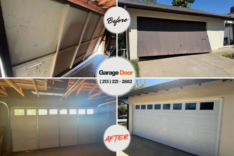 Before and after: garage door repair Badin, NC